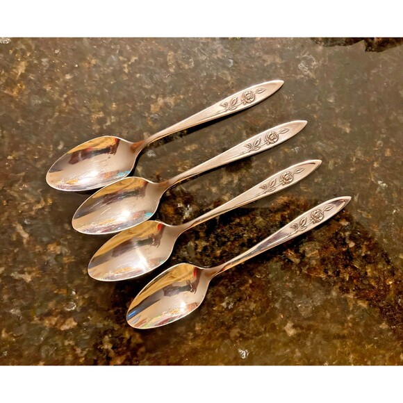 Oneida Teaspoons Community MY ROSE 6 1/8” Stainless Flatware Set Of 4 - Picture 1 of 6